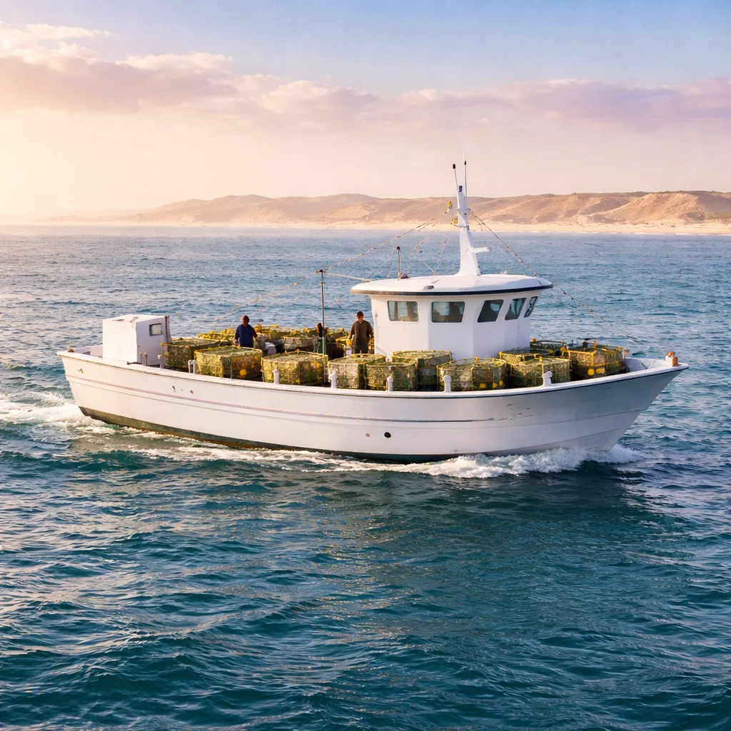 Peschereccio artigianale per il polpo in Mauritania — zona FAO 34, acque atlantiche